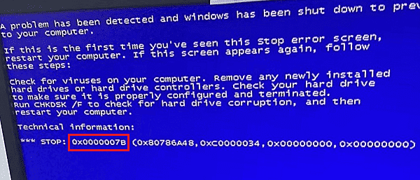 蓝屏代码0x0000007b常见原因