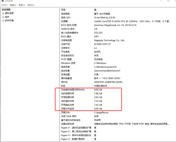 使用系统信息查看内存