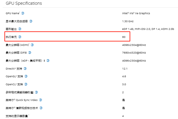 锐炬Xe显卡的规格