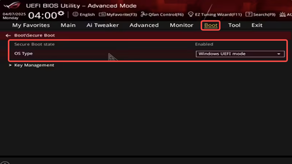 安全启动设置为开启 安全启动设置为开启